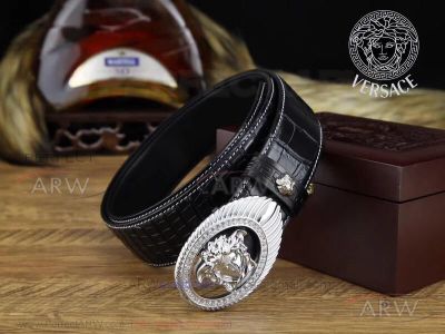 AAA Replica Versace Belt With Silver Medusa Buckle